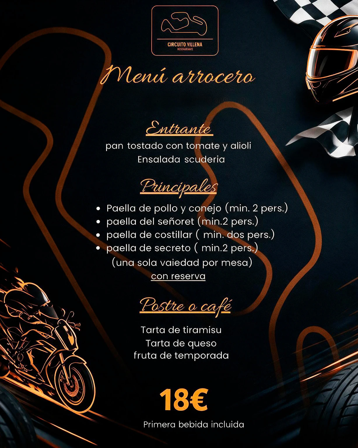 Menú 4 del Restaurante Circuito Villena