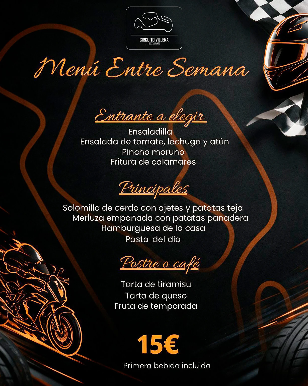 Menú 3 del Restaurante Circuito Villena