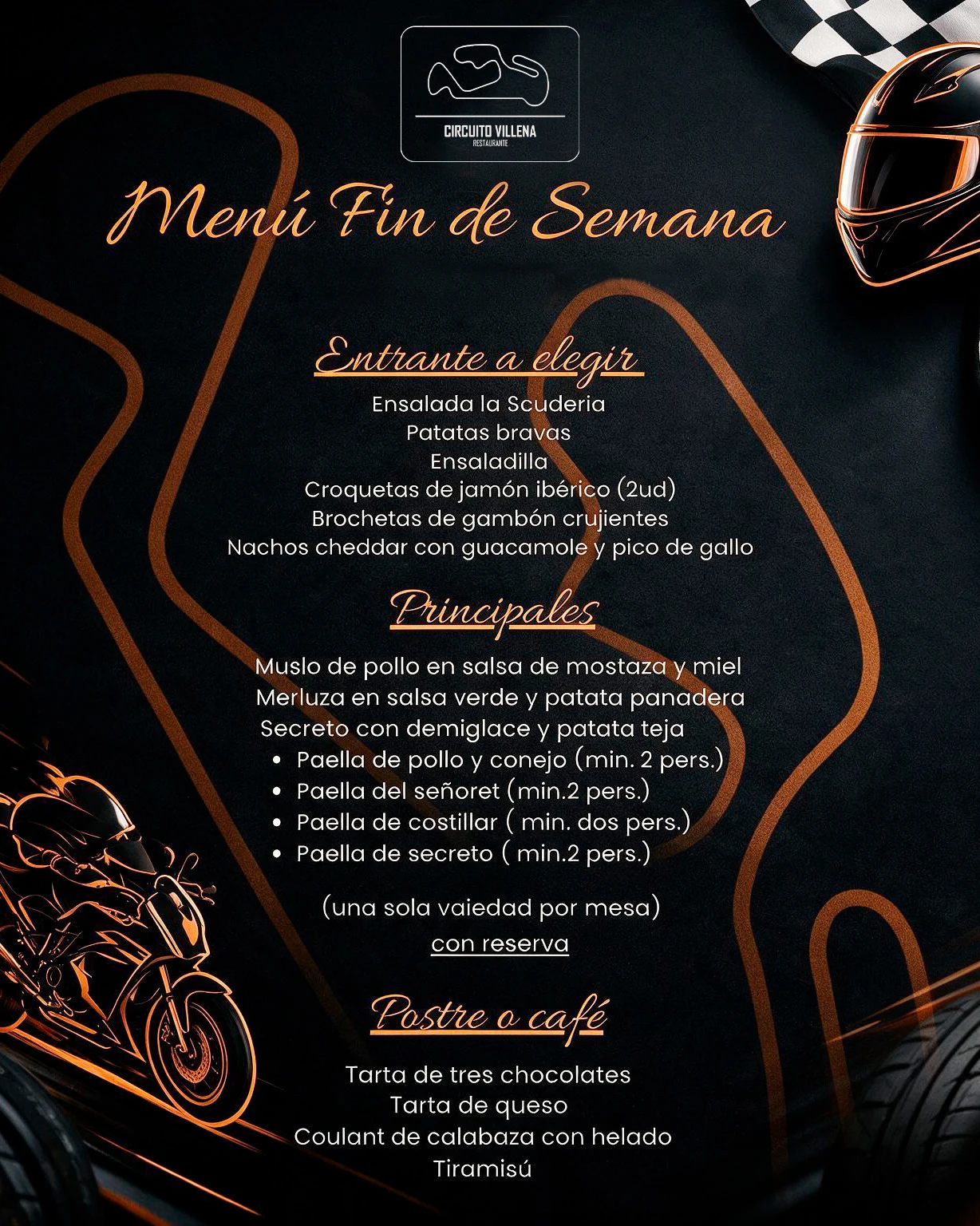 Menú 2 del Restaurante Circuito Villena