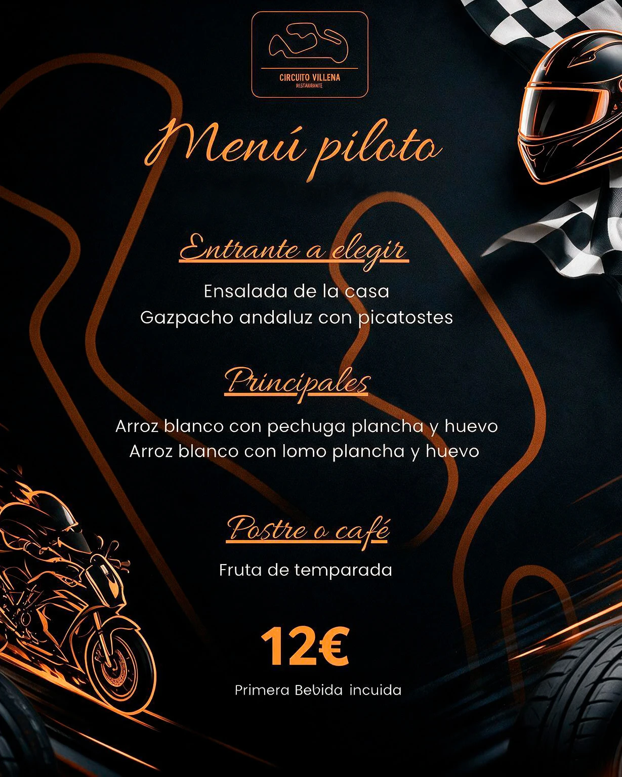 Menú Piloto del Restaurante Circuito Villena
